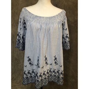 Fever Short Sleeve Top Blouse 100% Cotton Plus Size 2X #383